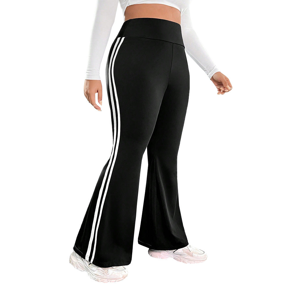Damen Sportliche Flared Leggings mit elastischem hohen Bund und seitlichen Streifen Echo Archiv
