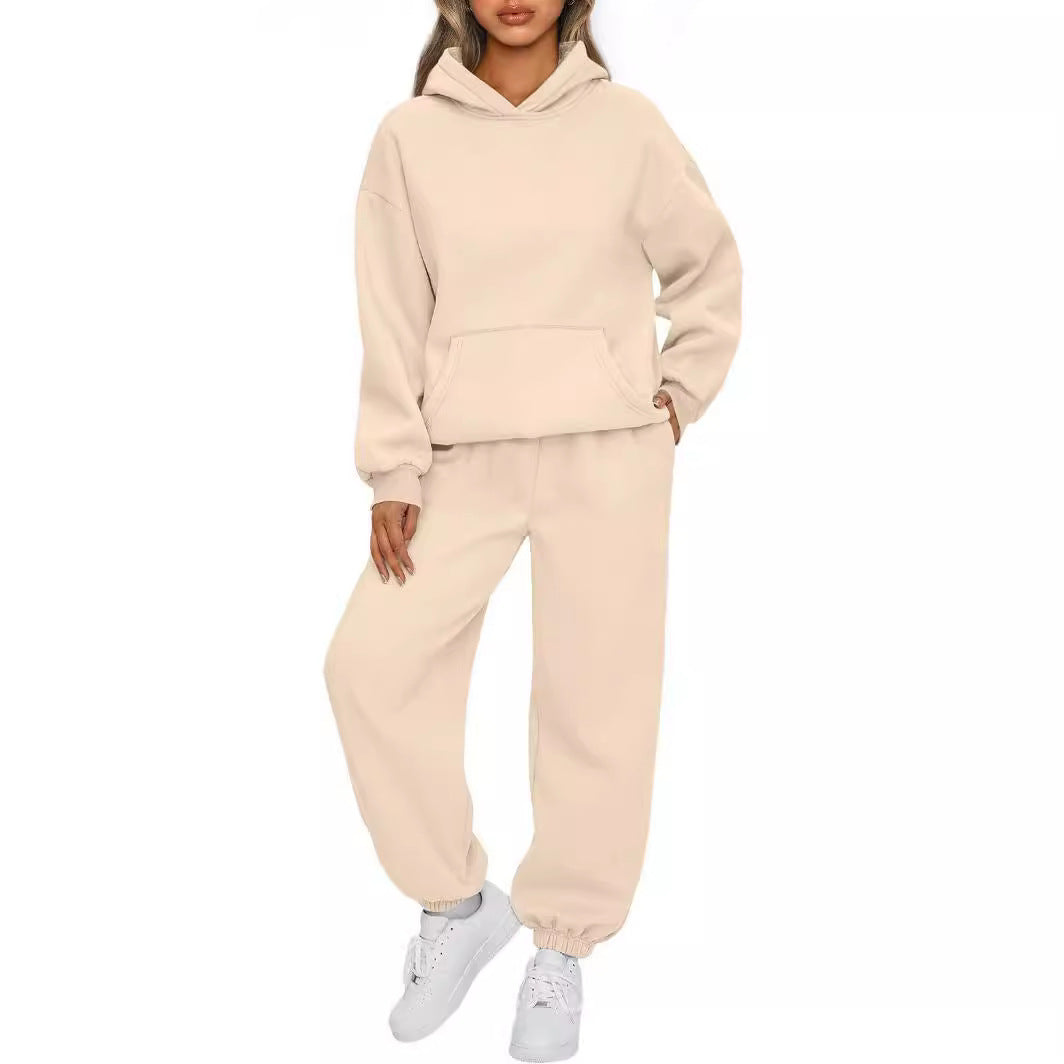 Damen nan Boxy-Hoodie und Palazzo-Jogger Set mit elastischem Knöchelbund Echo Archiv