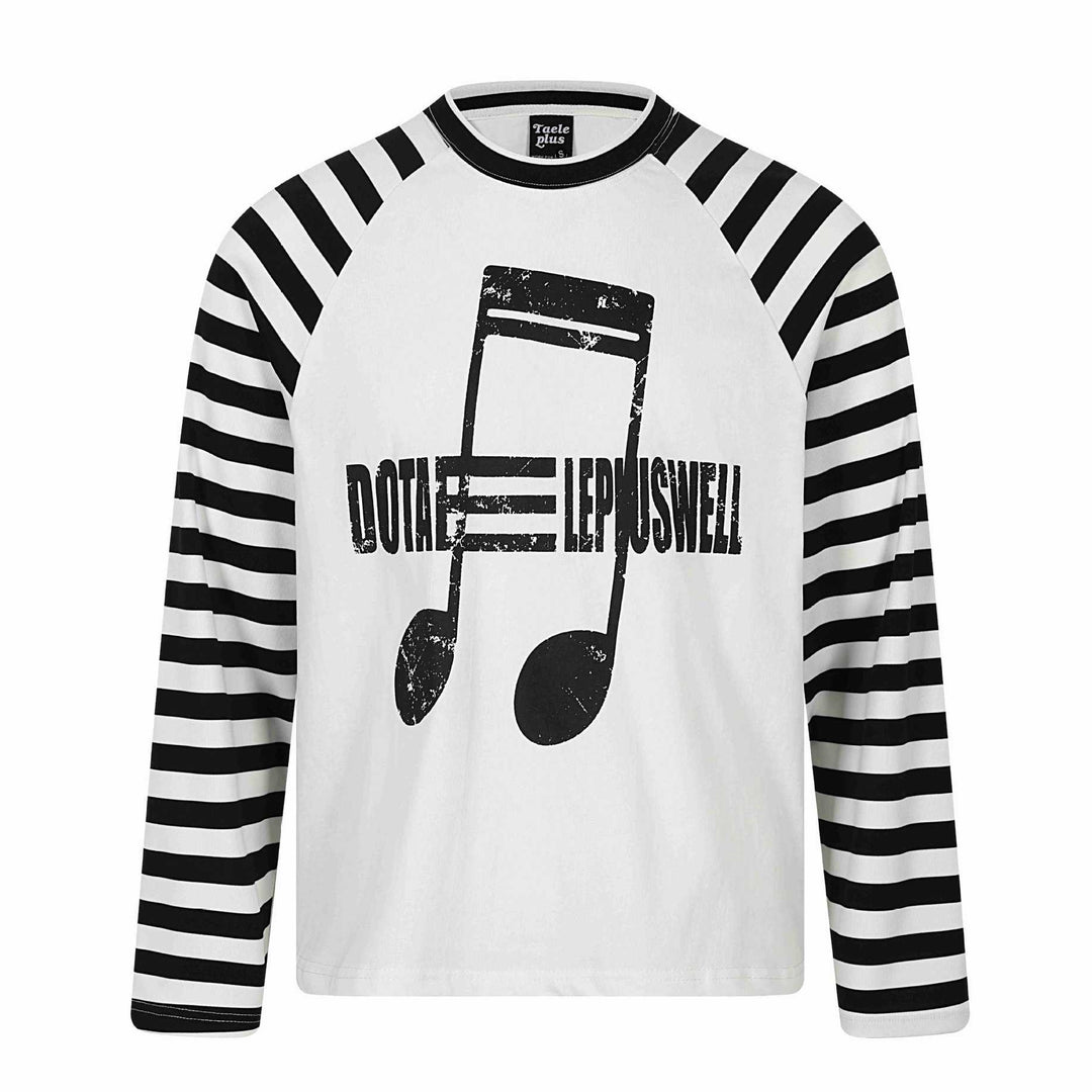 Unisex Langärmliges Raglan-Longsleeve mit Musik‑Print und gestreiften Ärmeln Echoarchiv