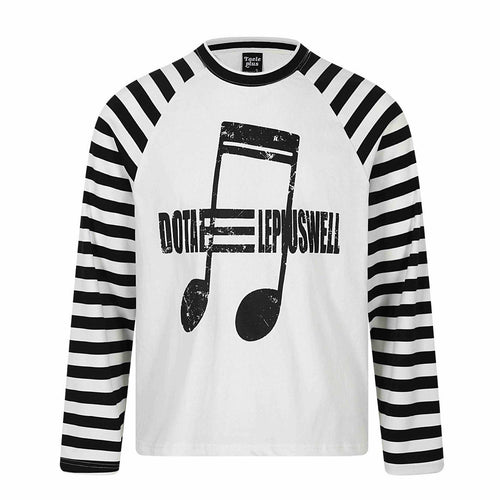 Unisex Langärmliges Raglan-Longsleeve mit Musik‑Print und gestreiften Ärmeln Echoarchiv