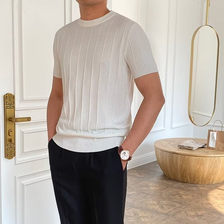 Herren Kurzarm Strickpullover mit Rippstruktur Echo Archiv