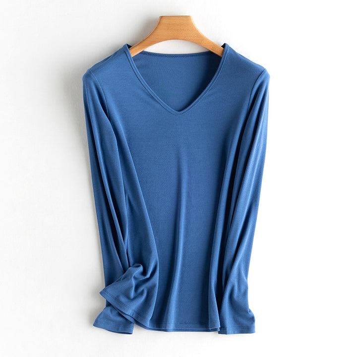 Damen Langarm-Feinrippshirt aus weichem Modal-Baumwollmix mit Rundhalsausschnitt Echo Archiv