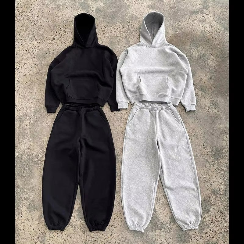 Herren nan urbaner Boxy-Hoodie mit verkürztem Rumpf, überschnittener Schulter und weichem Fleece-Innenfutter Echo Archiv