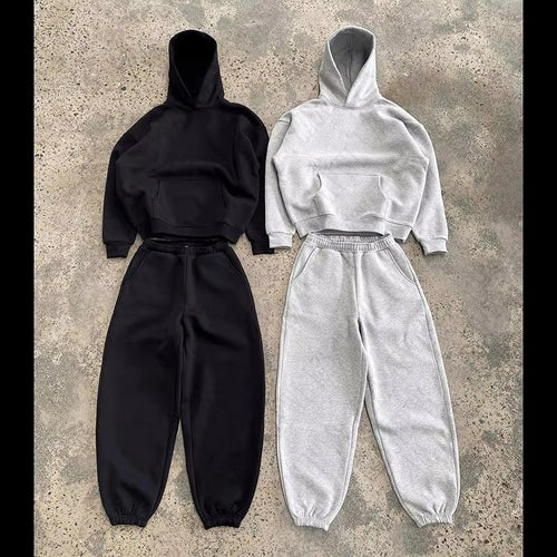 Herren nan urbaner Boxy-Hoodie mit verkürztem Rumpf, überschnittener Schulter und weichem Fleece-Innenfutter Echo Archiv