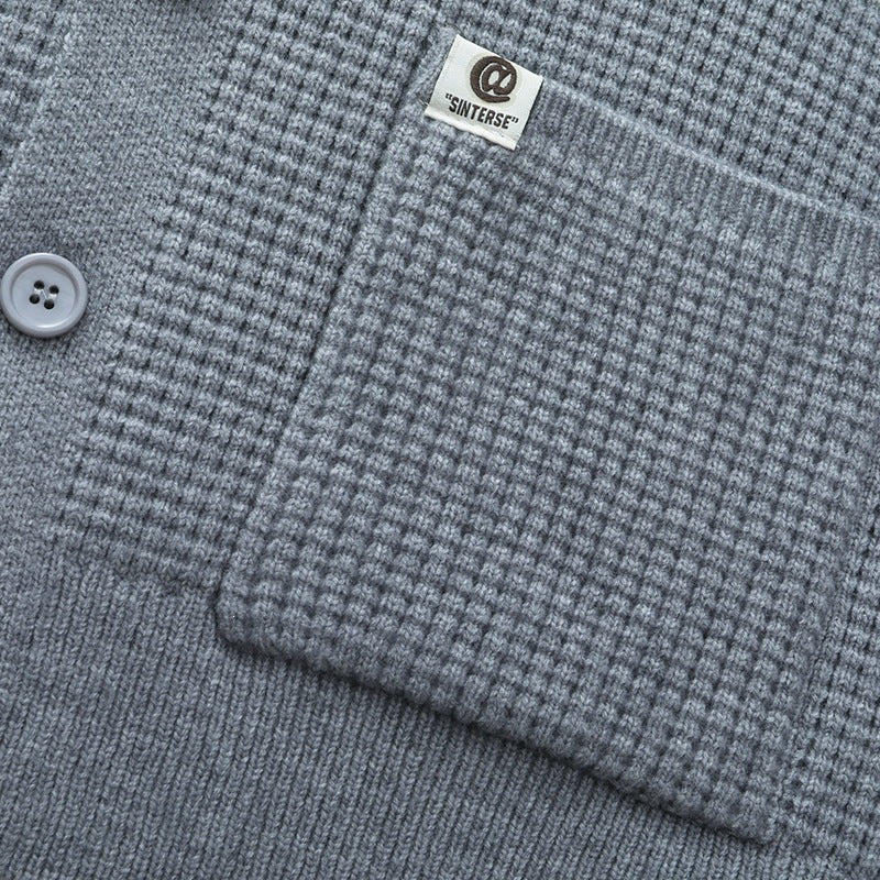 Herren Grobstrukturierte Hemdjacke-Strickcardigan mit Waffelstruktur, Hemdkragen & aufgesetzten Taschen Echoarchiv