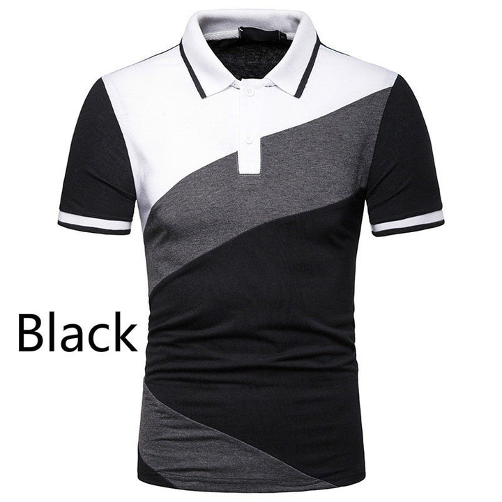 Herren Kurzarm Poloshirt mit modernem geometrischen Design Echoarchiv