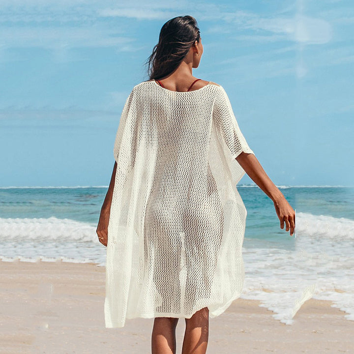 Damen Strandkleid mit romantischem Häkelmuster und voluminösen Ärmeln Echo Archiv