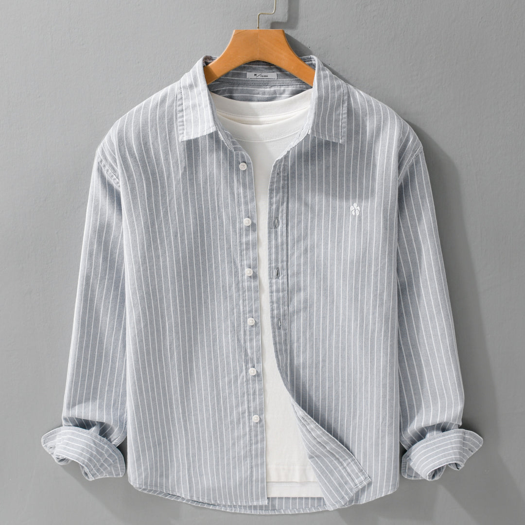 Herren Gestreiftes Layering-Hemd aus feinem Oxford-Baumwollstoff mit entspanntem Schnitt Echoarchiv