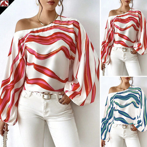 Damen Off-Shoulder Bluse mit kunstvollem Muster und voluminösen Ärmeln Echo Archiv