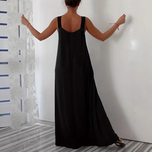 Damen luftiges Maxikleid mit verstellbaren Trägern und Taschen Echo Archiv
