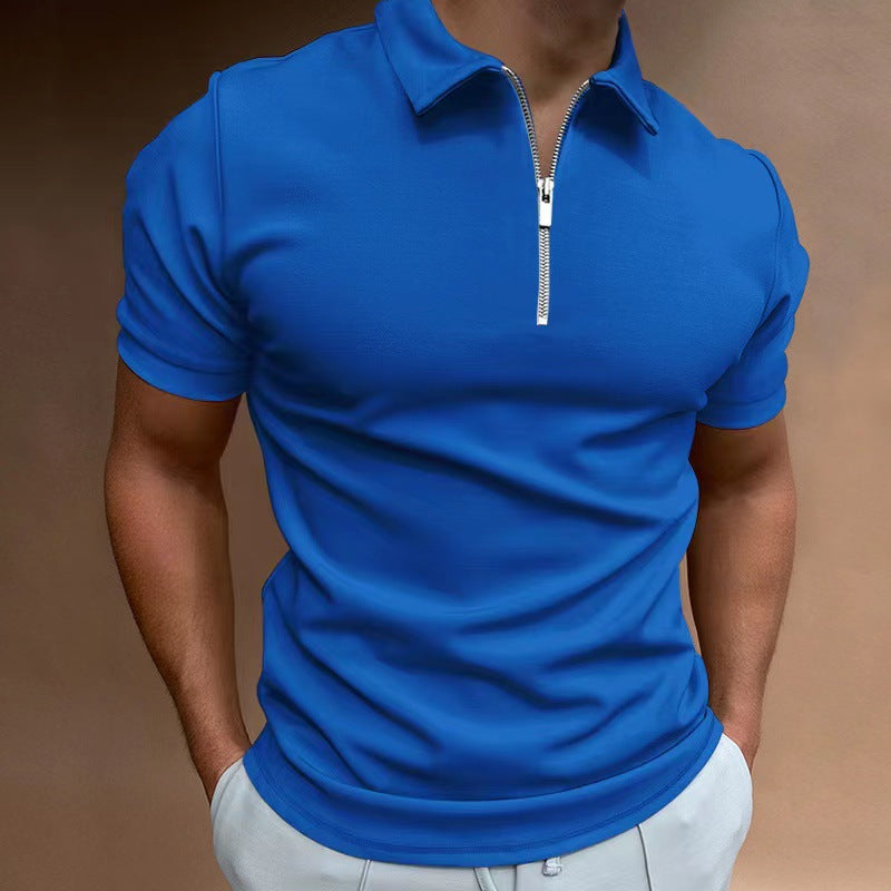 Herren Poloshirt mit modernem Stehkragen und Reißverschluss Echoarchiv
