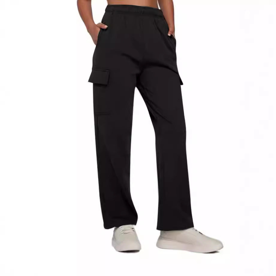 Damen nan gerade geschnittene Cargo-Sweathose mit hoher Taille und aufgesetzten Taschen Echo Archiv