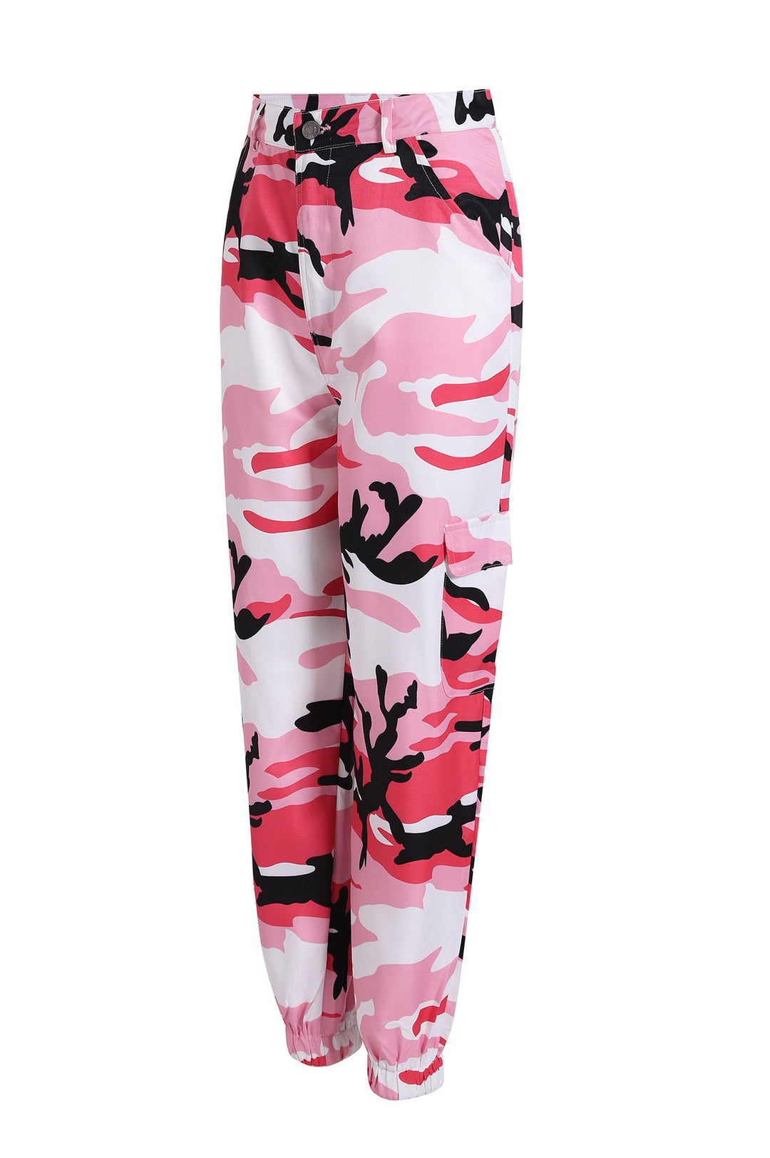 Damen Cargohose mit Camouflage‑Print, elastischem Bund und Beinbündchen Echoarchiv