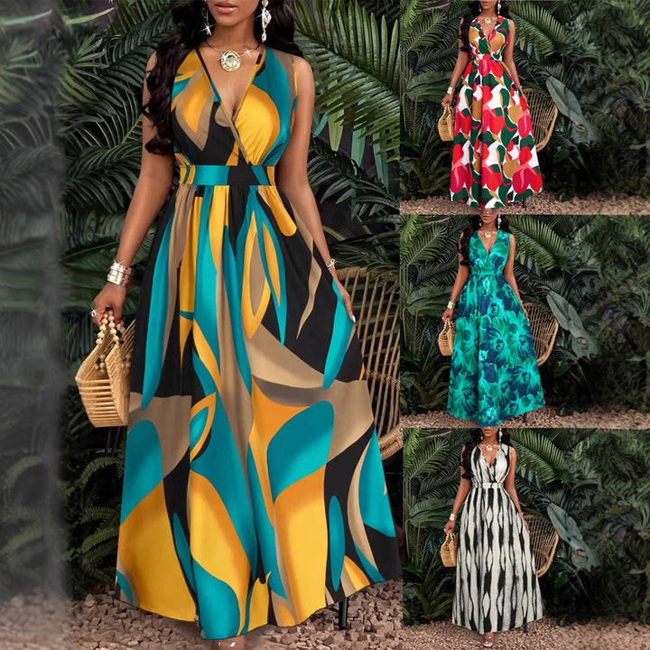 Damen Maxi-Kleid mit elegantem V-Ausschnitt Echo Archiv