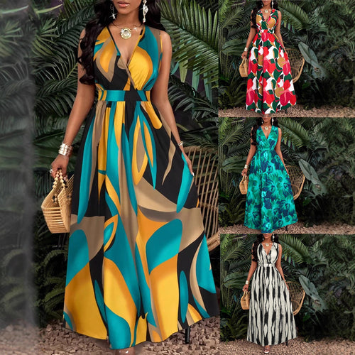 Damen Maxi-Kleid mit elegantem V-Ausschnitt Echo Archiv