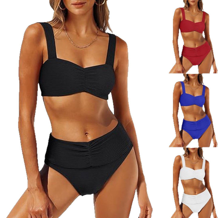 Damen Hochtailliertes Bikini-Set mit gerafftem Oberteil Echo Archiv