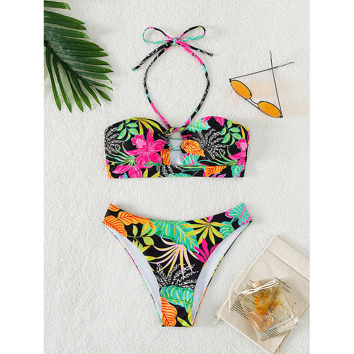 Damen Bandeau-Bikini mit floralem Design und cut-out Details Echo Archiv