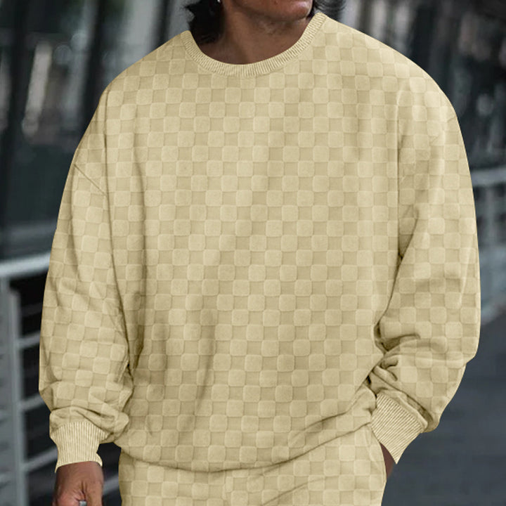 Herren lässiger Sweatshirt mit strukturiertem Muster und oversized Schnitt Echoarchiv