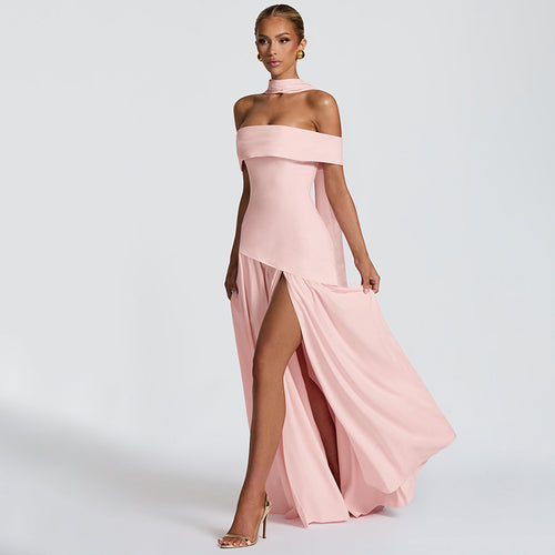 Damen Maxikleid mit schulterfreiem Design und seitlichem Schlitz Echo Archiv