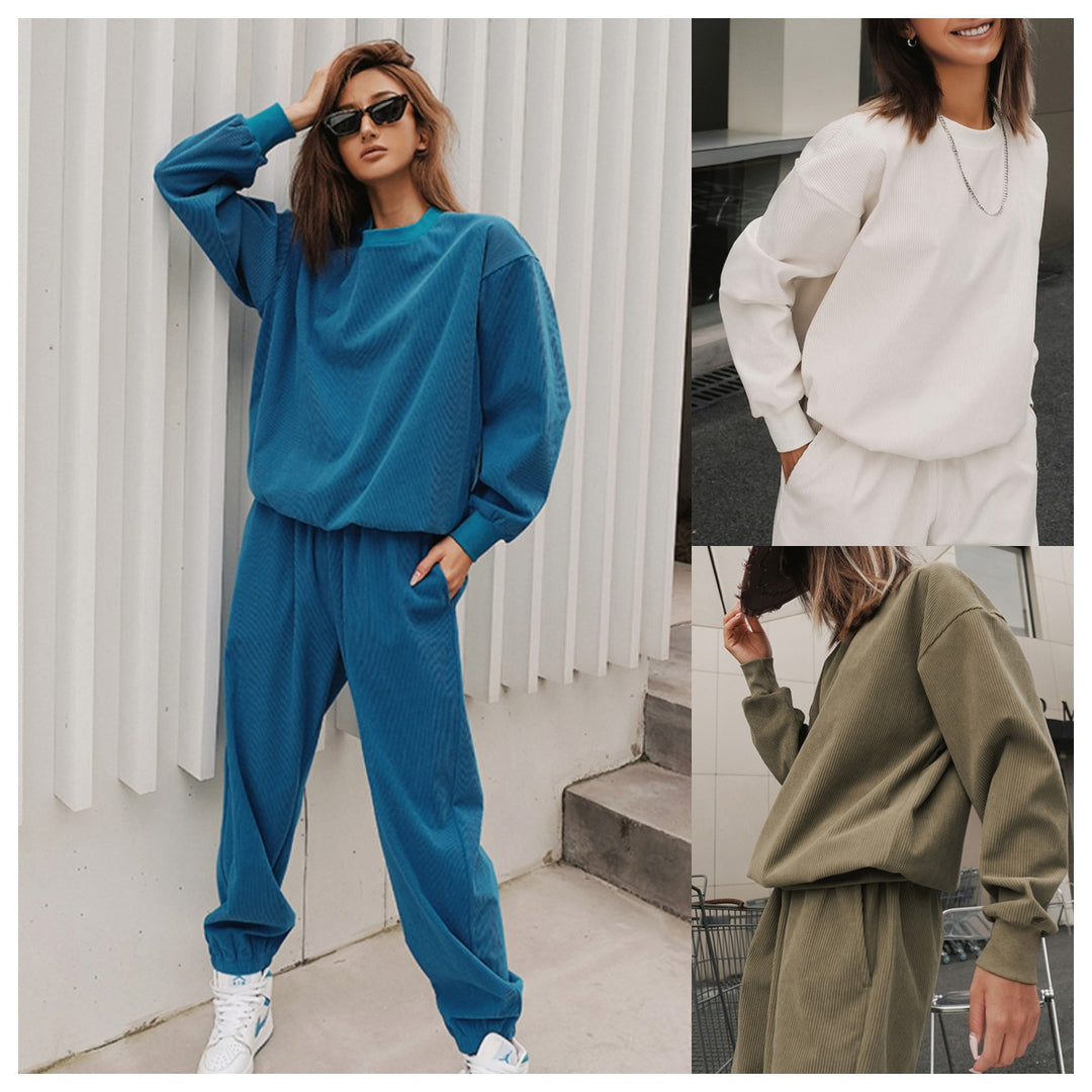 Damen nan strukturierter Cord-Trainingsanzug im Relaxed-Fit mit Bündchenhose Echo Archiv