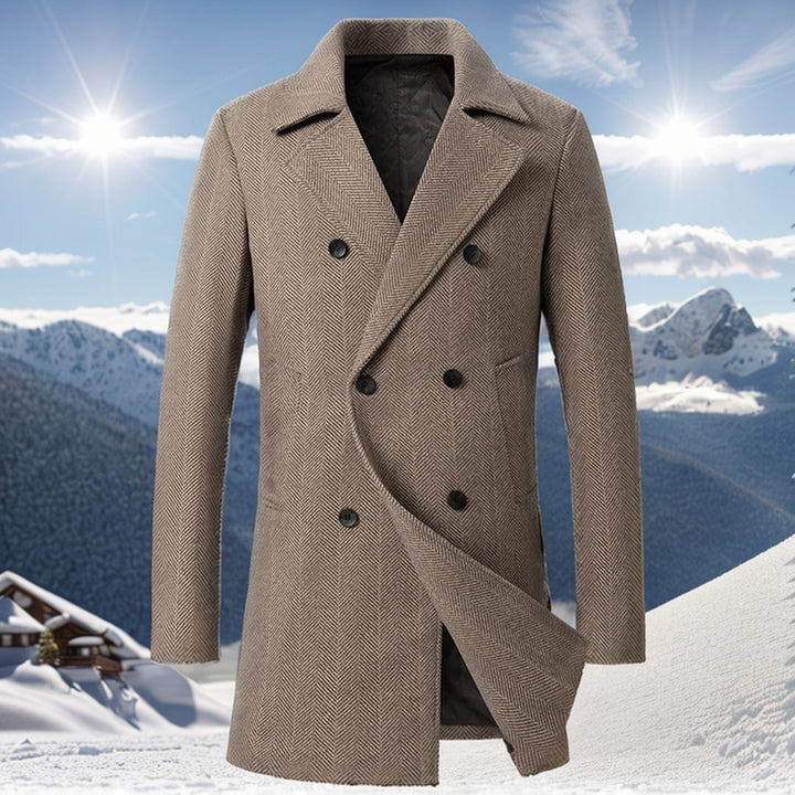 Herren zeitloser Dufflecoat mit elegantem Hahnentrittmuster Echoarchiv
