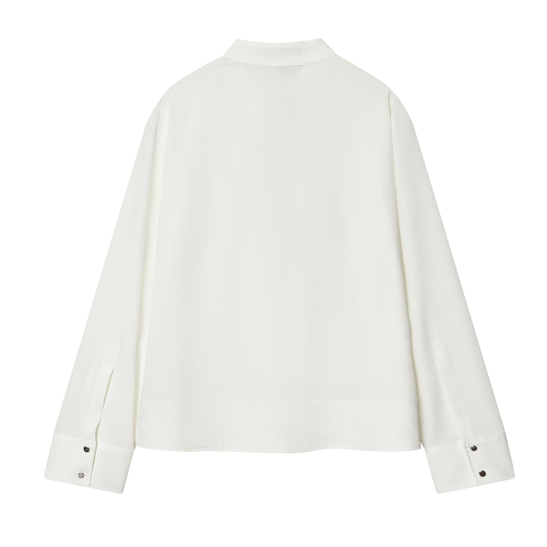 Damen nan schluppenbluse mit drapierter Knotenfront und breiten Manschetten Echo Archiv