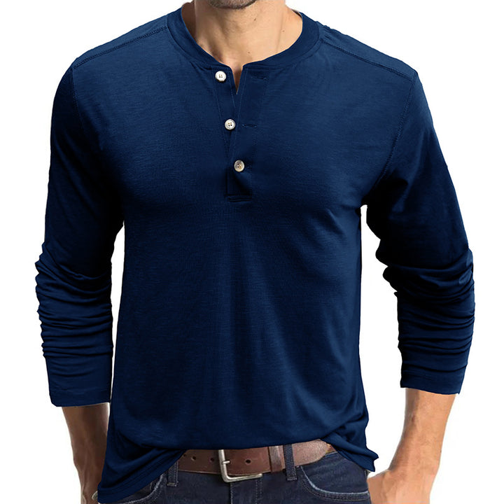 Herren Langarm-Henley-Shirt aus hochwertigem, atmungsaktivem Material Echoarchiv