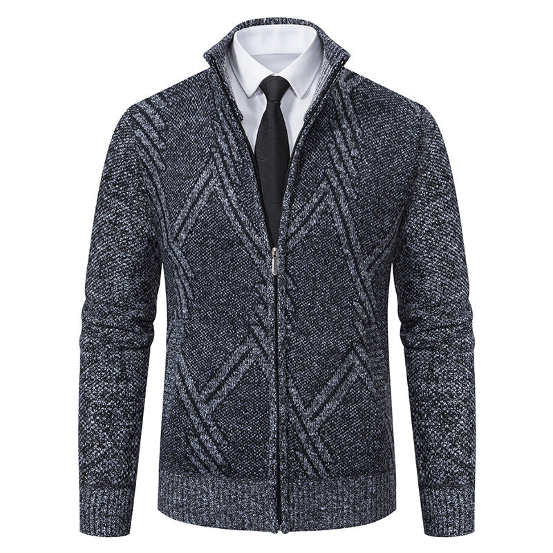 Herren Strickjacke mit modernem Zipper und strukturiertem Design Echoarchiv