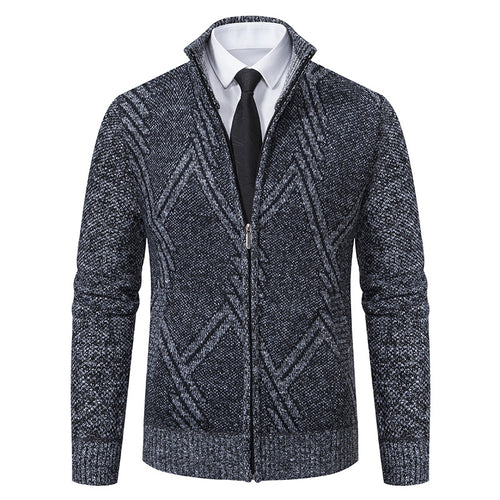 Herren Strickjacke mit modernem Zipper und strukturiertem Design Echoarchiv