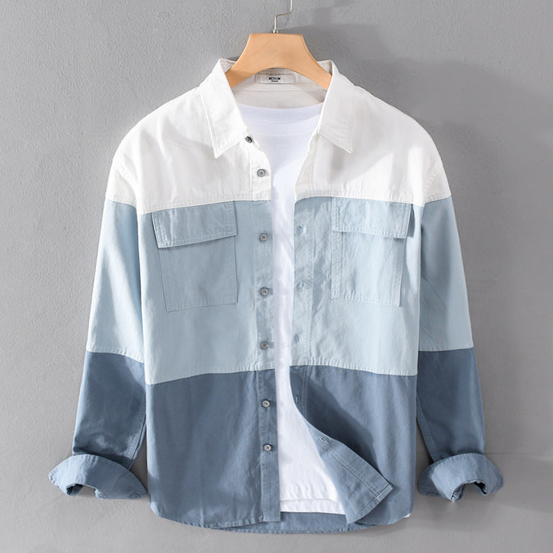 Herren Colorblock-Overshirt im Hemdjackenstil mit Brusttaschen und Relaxed-Fit Echoarchiv
