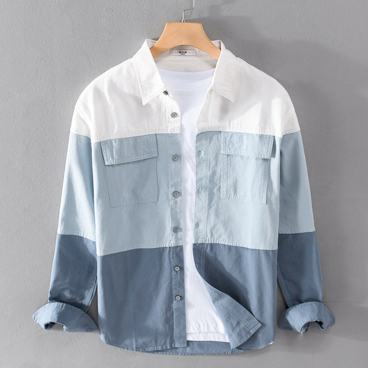 Herren Colorblock-Overshirt im Hemdjackenstil mit Brusttaschen und Relaxed-Fit Echoarchiv