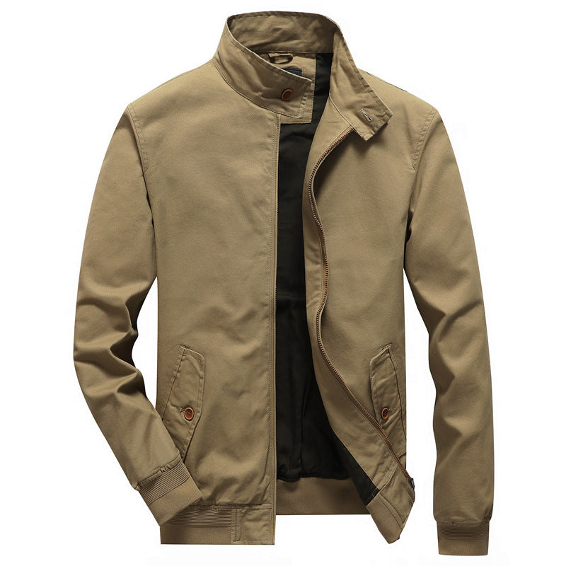 Herren Urbanes Canvas-Blouson mit hochschließendem Stehkragen und verdeckter Zip-Front Echo Archiv