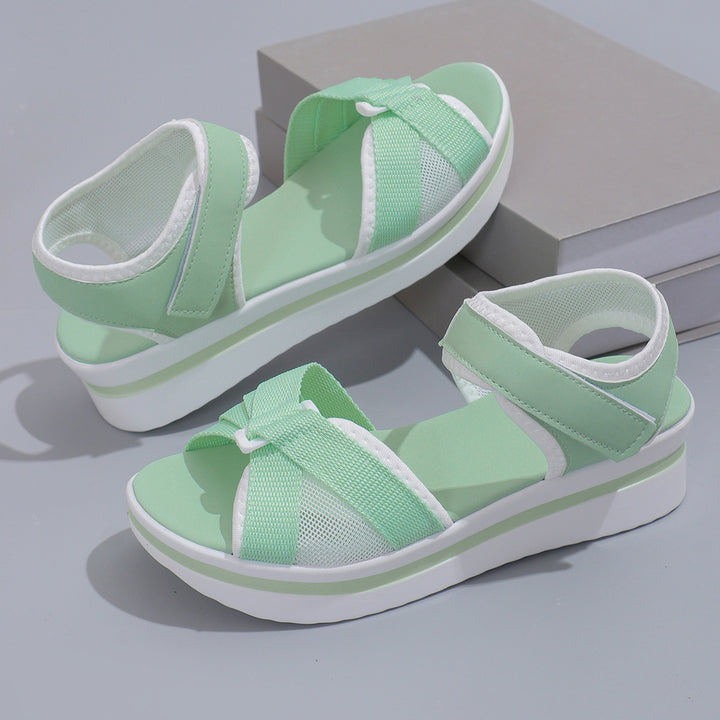 Damen Plateau-Sandalen mit verstellbarem Klettverschluss und atmungsaktivem Mesh Echo Archiv