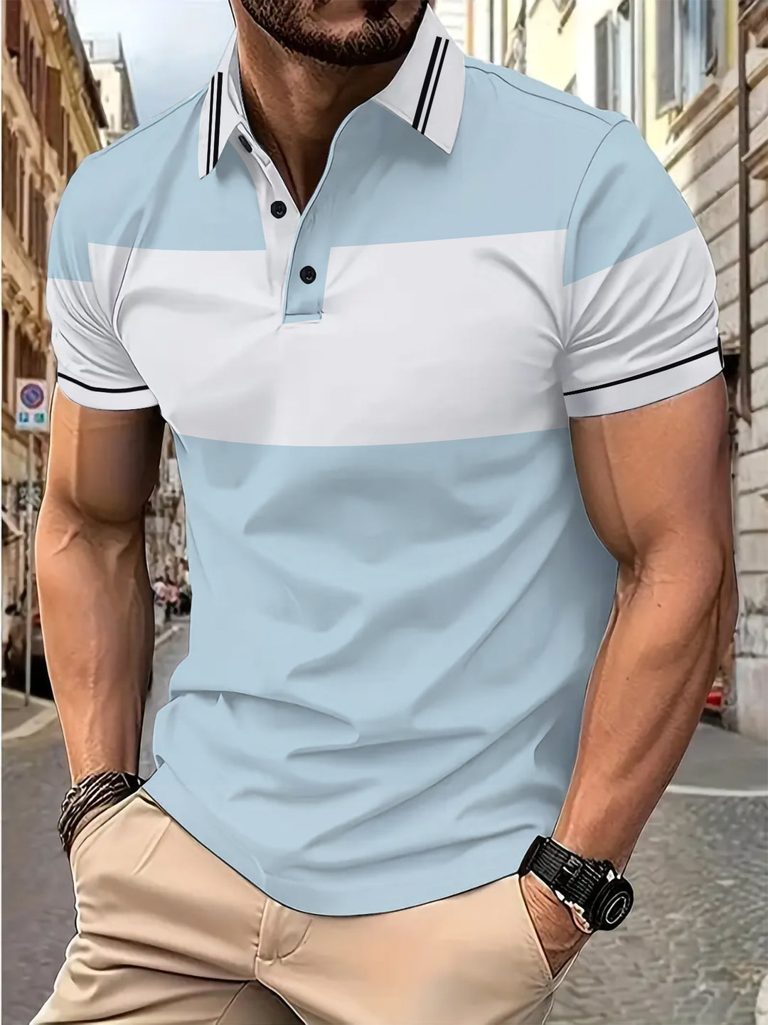 Herren Poloshirt mit modernen Streifen und hochwertiger Baumwollmischung Echoarchiv