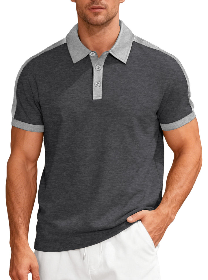 Herren nan Premium-Polo im Retro-Kontrastlook mit Hemdkragen und Dreiknopfleiste Echo Archiv