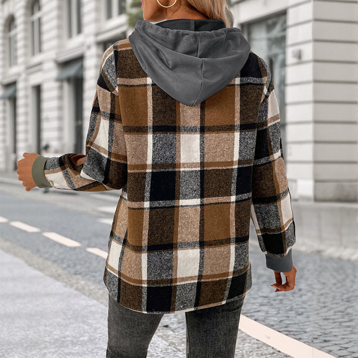 Damen Modische Kapuzenjacke mit Karomuster Echo Archiv