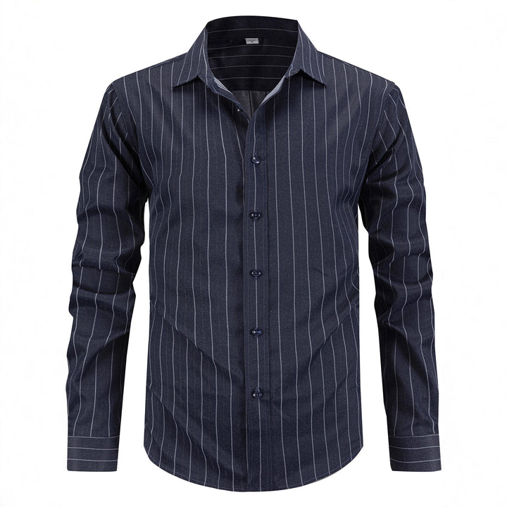 Herren gestreiftes Langarmhemd mit modernem Schnitt Echoarchiv