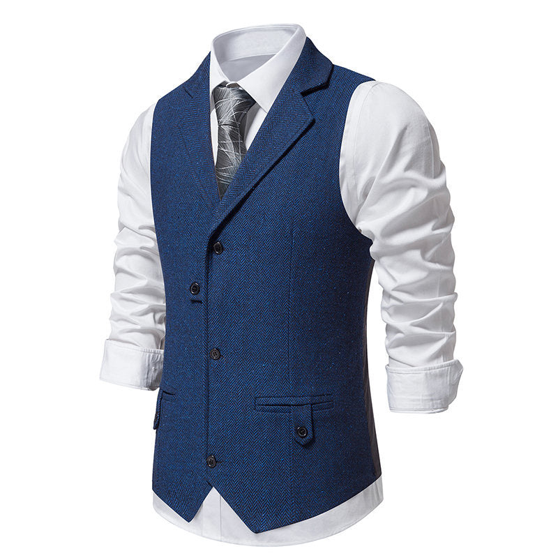 Herren elegante Anzugweste im Herringbone-Design mit modernem Schnitt Echoarchiv