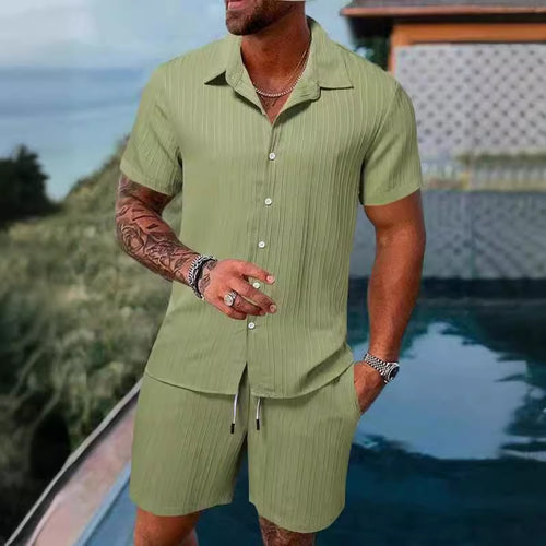 Herren lässiges Urlaubs-Hemd und Shorts Set Echoarchiv