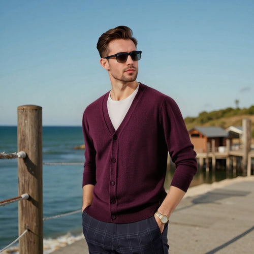 Herren elegante Strickjacke mit V-Ausschnitt Echoarchiv