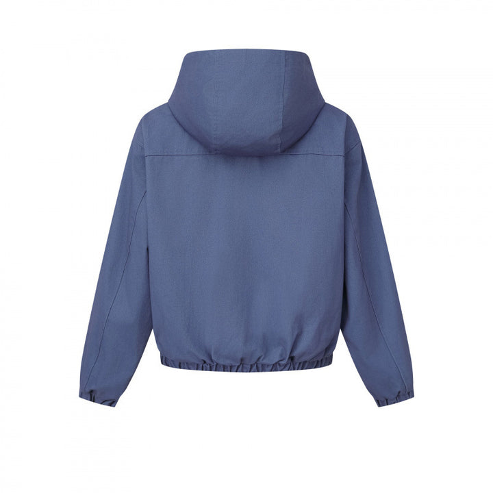 Damen Kurz geschnittene Kapuzen-Blousonjacke mit strukturiertem Gewebe, Pattentaschen und elastischem Saum Echo Archiv