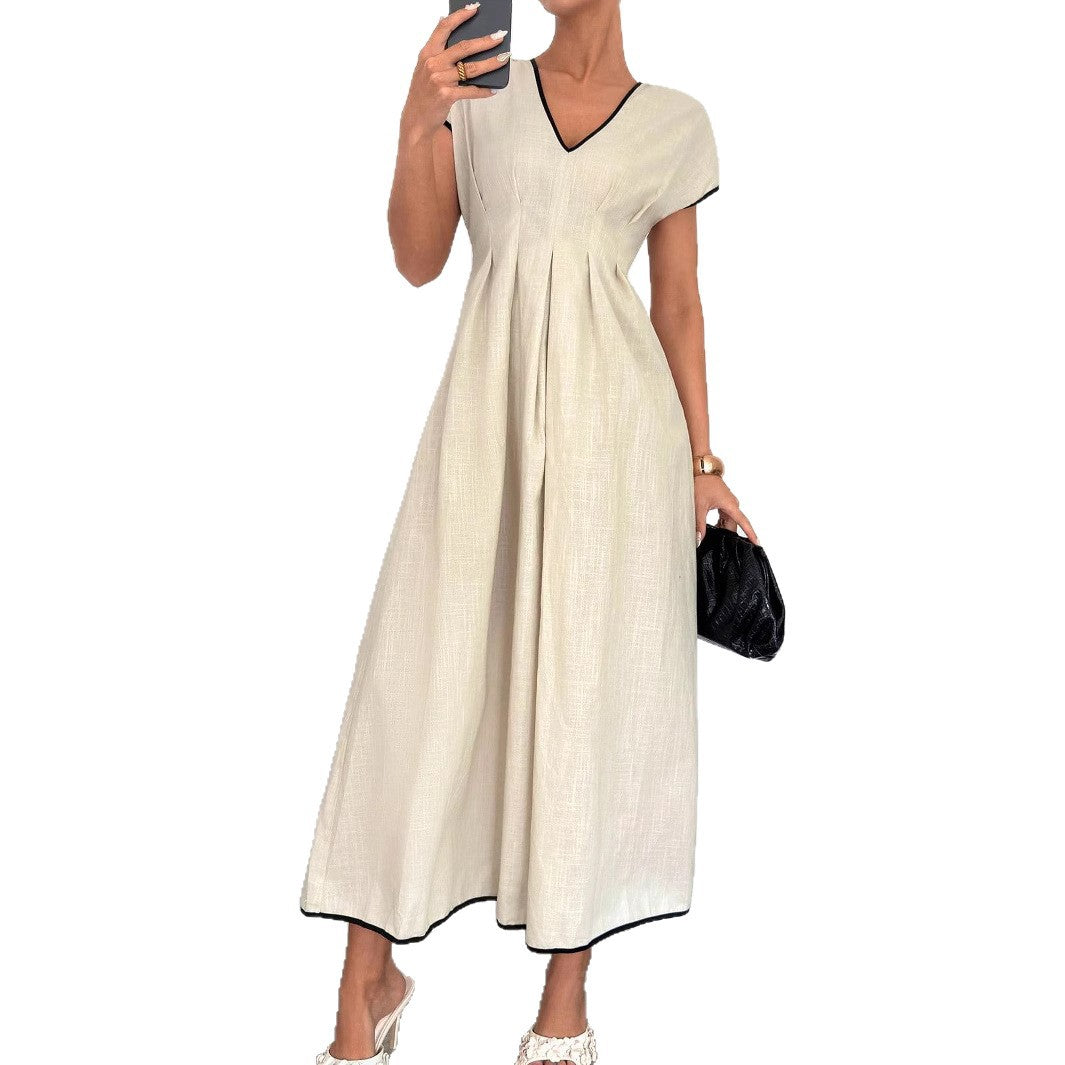 Damen Fließendes Maxikleid mit V-Ausschnitt und schwingendem Rock Echo Archiv