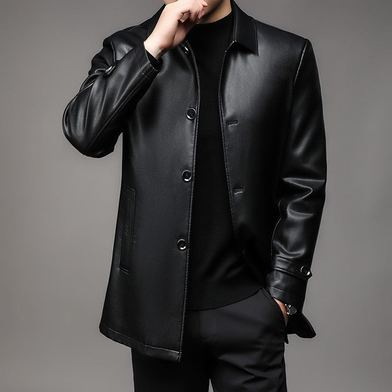 Herren Kunstlederjacke mit elegantem Schnitt und praktischen Taschen Echoarchiv