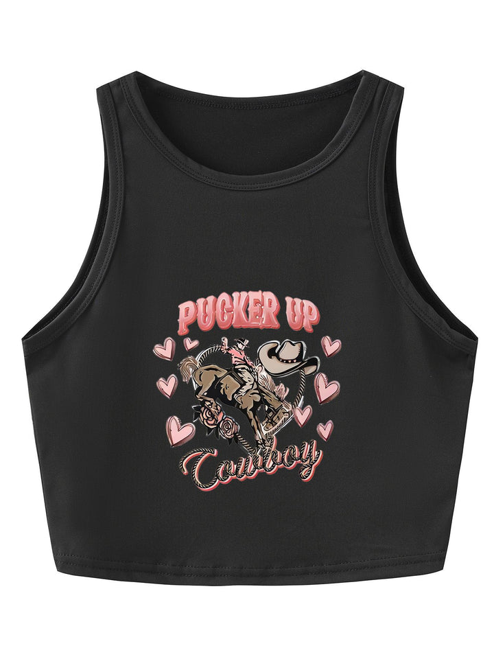 Damen Crop-Top mit auffälligem Schriftzug und körpernahem Schnitt Echo Archiv
