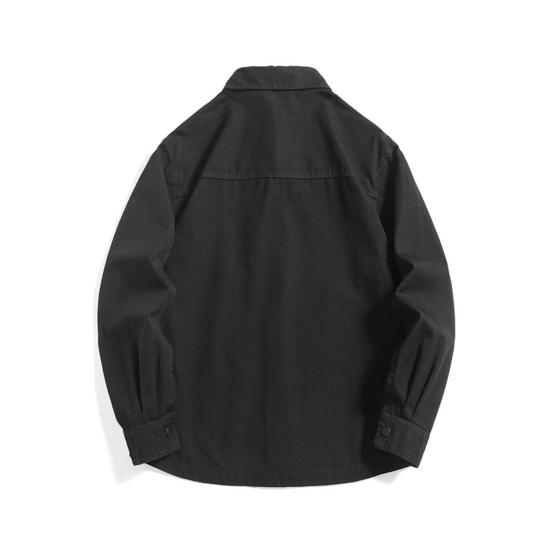 Herren Ripstop-Overshirt mit Druckknopfleiste, geradem Schnitt und Brusttasche Echoarchiv