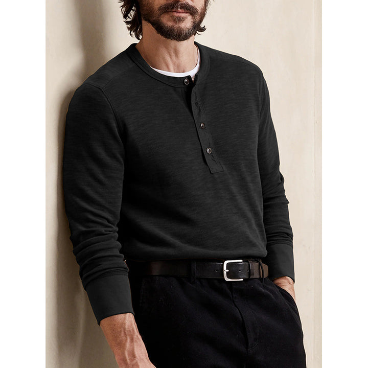 Herren Henley-T-Shirt mit Knopfleiste und weichem Baumwollstoff Echoarchiv