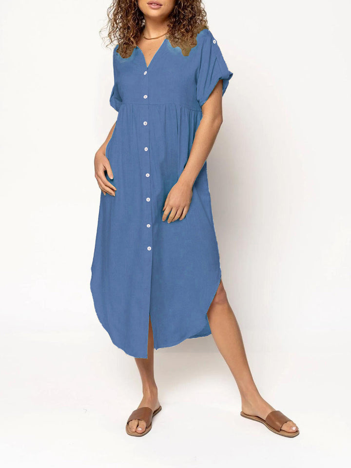Damen Hemdkleid mit bodenlangem Schnitt und Knopfdetails Echo Archiv