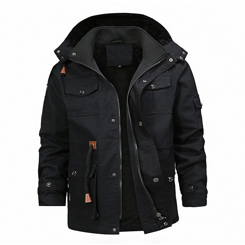 Herren nan thermisch gefütterter Canvas-Fieldparka mit Teddyinnenfutter, Kapuze und multifunktionalen Taschen Echo Archiv