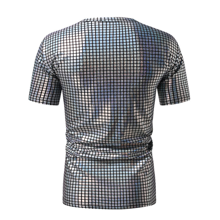 Herren modisches Kurzarm T-Shirt im schimmernden Quadratdesign Echoarchiv