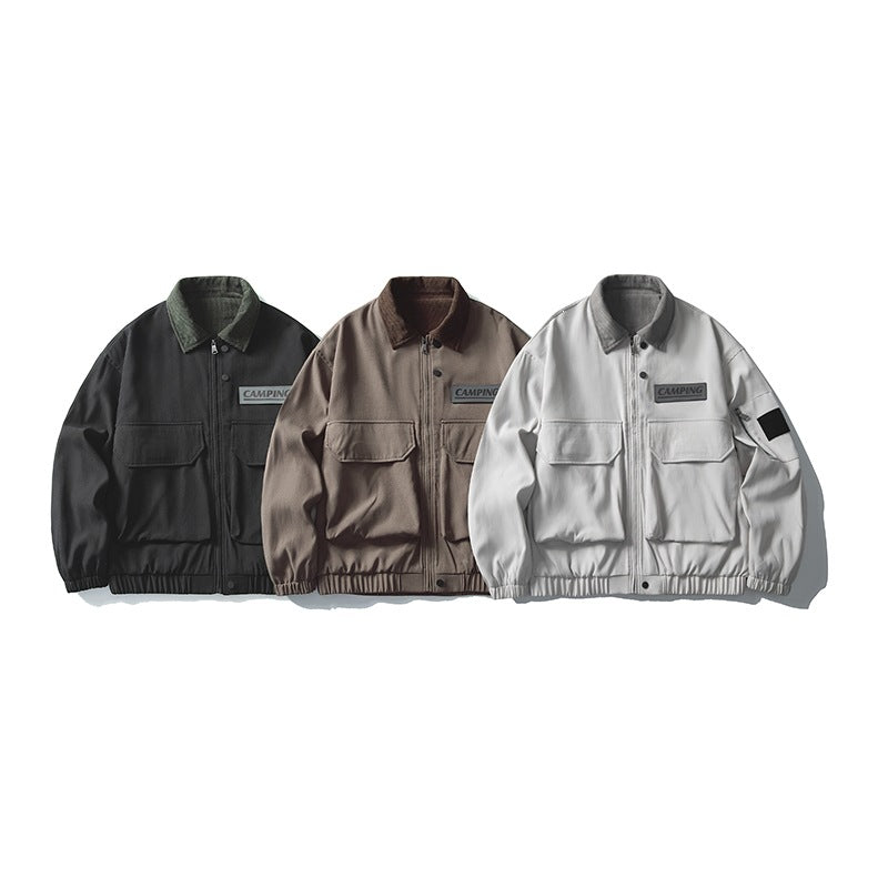 Damen Oversize Utility-Jacke mit Fleece‑Kragen & Multifunktions‑Taschen Echoarchiv